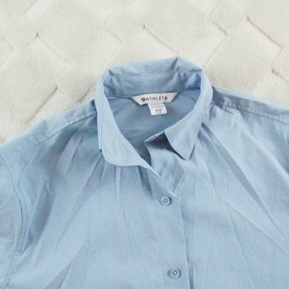 Athleta Oversized Poplin Top Womens XXS Blue Preppy Casual - Picture 5 of 12